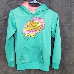 Nike teal and pink hoodie. Size kids large